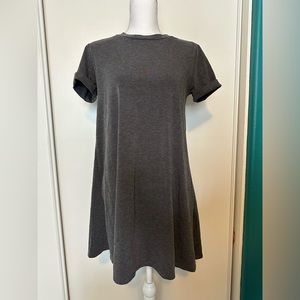 Gray Cuffed Short Sleeve Dress